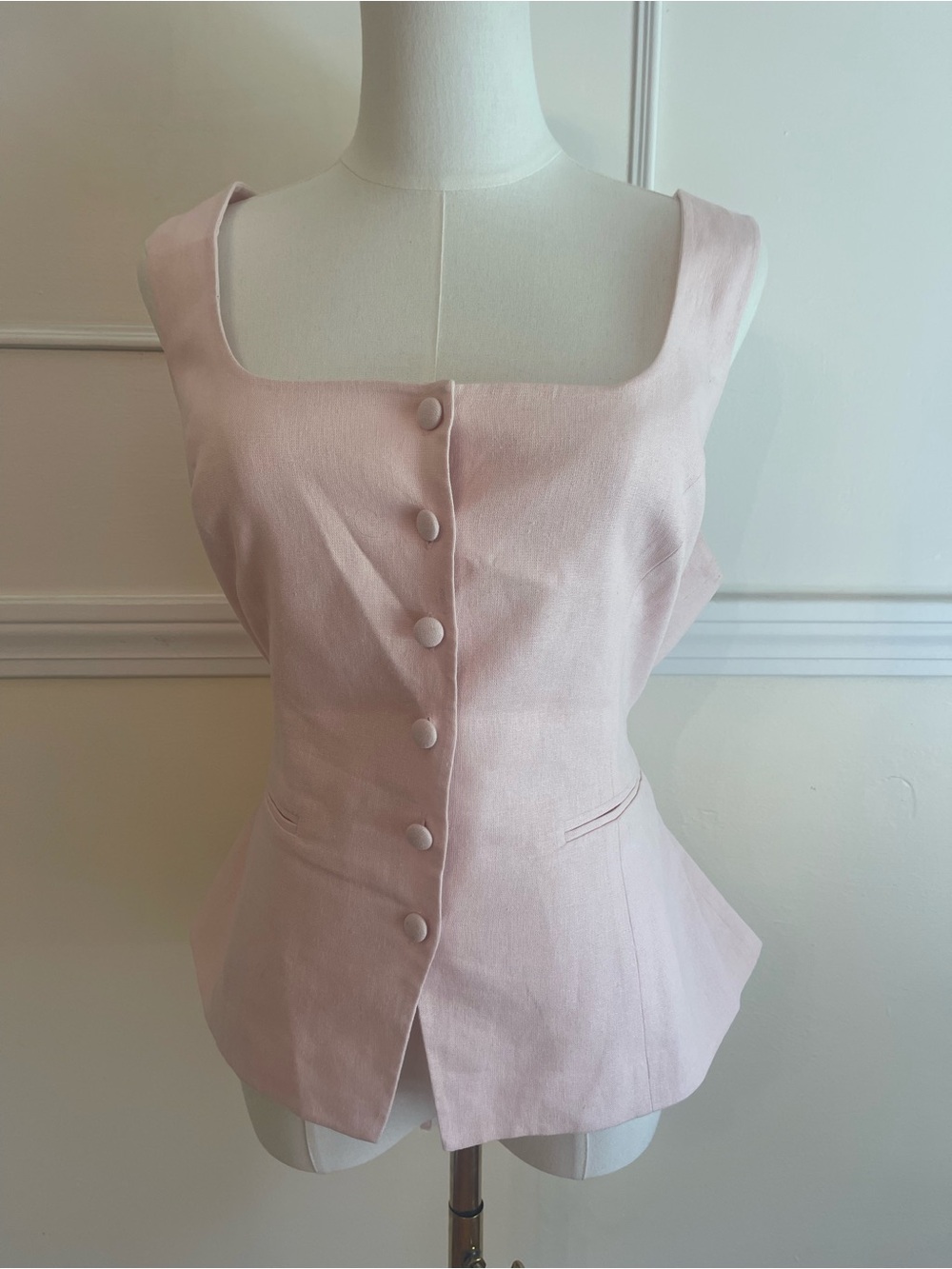 Parker Square-Neck Vest in Pale Pink
